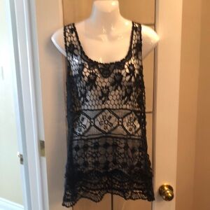 Black Crochet Lace Tank Top